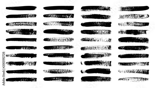 Grunge brush strokes, lines, ink smudges, hand-drawn scribble shapes. Handmade sketchy marks, acrylic stains, charcoal streaks. Paint textures, dry brush effect. Marker underline. Vector illustration