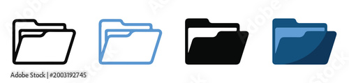 Blue and black file folder icons for professional document storage and digital archive organization.
