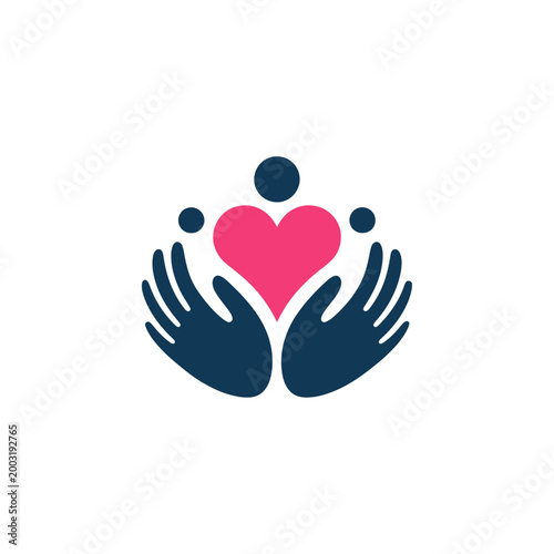Abstract hands holding a heart icon