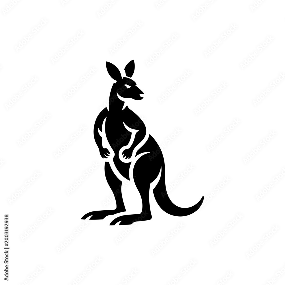 Obraz premium Black kangaroo silhouette icon
