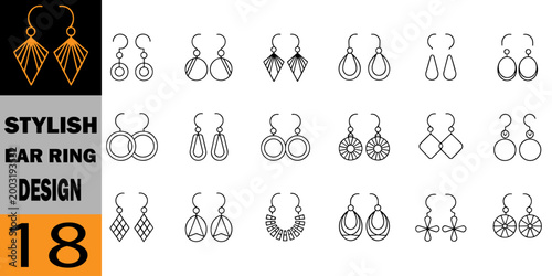 Premium vector icon set of earrings in clean outline style