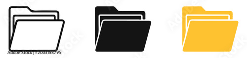 Folder icons in outline, solid black, and yellow colors representing digital file organization.