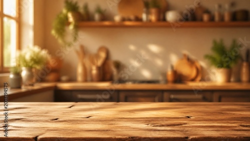 Wooden Kitchen Countertop For Food Blog Or Recipe Advertisement