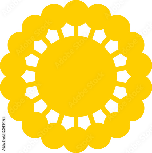 Yellow sun icon. Shining light rays. Summer symbol collection. Vector Isolated on white background.