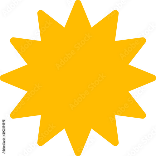 Yellow sun icon. Shining light rays. Summer symbol collection. Vector Isolated on white background.