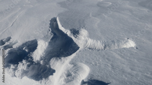 Принти на полотні Intricate patterns in snow surface with deep shadows, abstract winter background