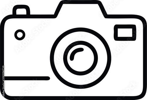 camera icon simple black and white line drawing on a transparent background high quality professional detailed modern elegant stylish clean crisp