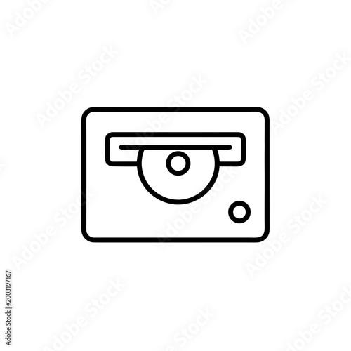 Optical Disc Drive Line Art Icon Vector