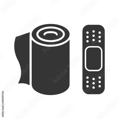 包帯と絆創膏のシルエットアイコン