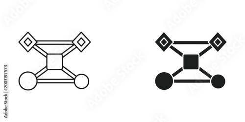 Comparison of filled and unfilled geometric molecular structures with nodes and bonds
