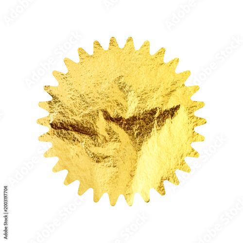 Golden star, sunburst symbol. Shiny gold foil. Vintage sunbeam symbol. Shopping labels, sale sticker, quality mark. Modern art. Wedding, greeting card decoration elements. Vector illustration