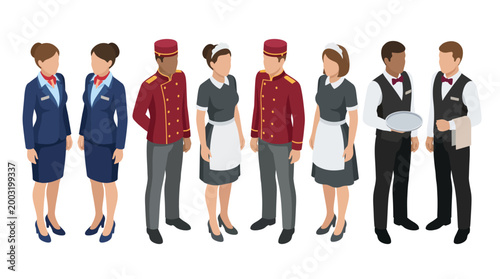 This image represents hotel staff in formal attire, portraying professionalism and hospitality in a luxurious hotel environment for guest satisfaction.
