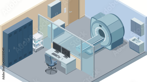 This image depicts a modern MRI room equipped with advanced medical imaging technology, emphasizing the importance of healthcare diagnostics and patient comfort during scans.