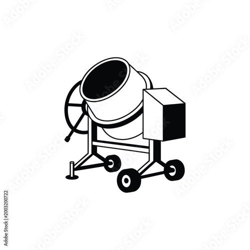 concrete mixer silhouette on white background high quality