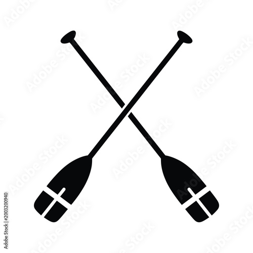crossed oars silhouette on white background high quality