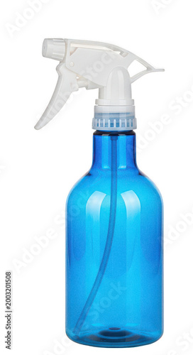 Blue plastic spray bottle png empty spray container cutout reusable cleaning isolated transparent background image