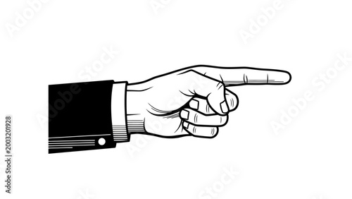 Businessman Hand Pointing Direction, Isolated on White Background, Business Concept