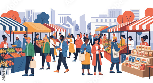 People at outdoor market.
