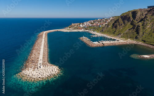Aerial View of Babakale Castle Westernmost Point of Asia and Aegean Coast Canakkale Turkey