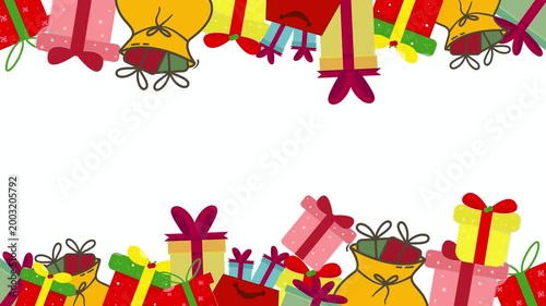 Christmas Gift Boxes Stacked Top and Bottom with Falling Presents Animation 4K
