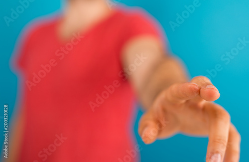 Person extending hand. Conc...