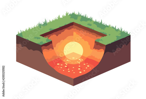 Earth geological crust layers crosssection