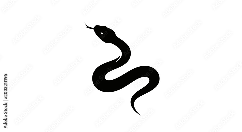 Fototapeta premium Black snake icon, serpent silhouette, reptile symbol, vector illustration