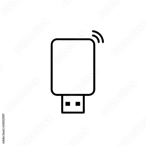 USB WiFi Adapter Line Art Icon Vector