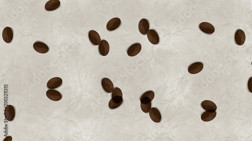 Falling Coffee Beans on Clean Background Animation 4K