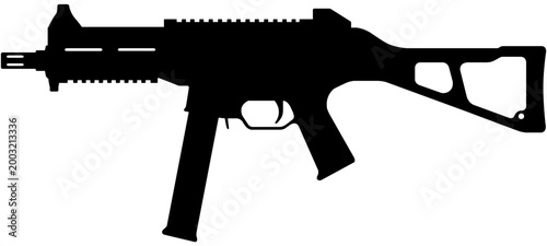UMP Submachine Gun Silhouette Vector Illustration