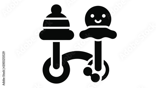 Baby rattle toy set icon isolated on white background