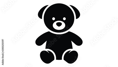 Baby soft plush toy icon, teddy bear symbol for childrens products and nursery decor