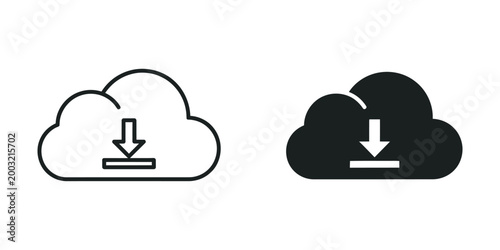 Cloud icons depicting download actions with different styles