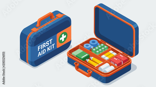 Valokuva The image displays a colorful first aid kit opened to reveal a variety of medical supplies, emphasizing the importance of being prepared for emergencies and medical needs