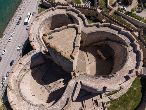 Aerial View of Kilitbahir Castle Ottoman Fortress on Dardanelles Strait in Canakkale Turkey