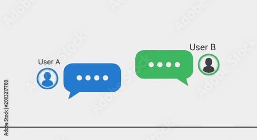 Digital chat interface with speech bubbles between two users