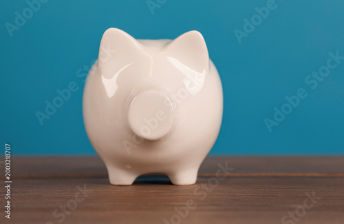 Close-up of a white piggy b...