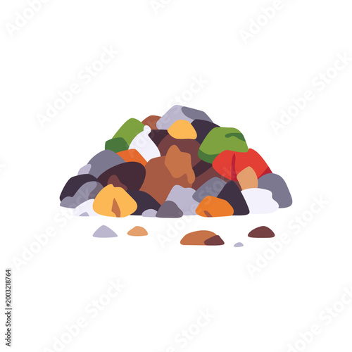 Landfill dump icon, garbage waste pile, colorful illustration