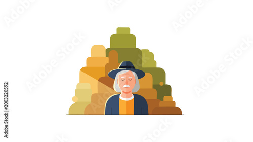 Tableau sur toile Historical Figure Illustration, Flat Design, Ancient Civilization Architecture B