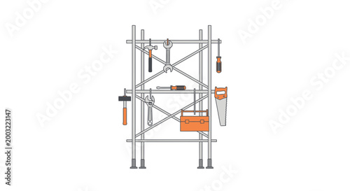Construction Scaffolding with Tools
