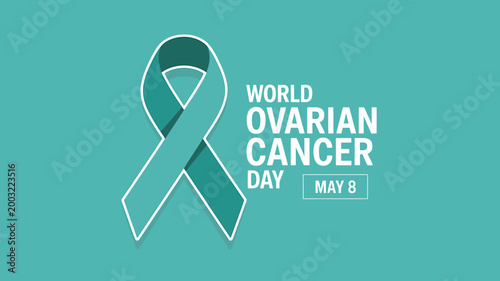 World Ovarian Cancer Day awareness campaign teal ribbon symbol May 8th