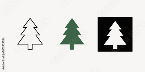 Christmas Tree Icons Featuring Simple Elegance
