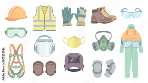 Personal Protective Equipment (PPE) Flat Vector Icons Set