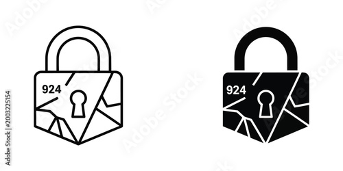 Photos Broken and intact padlock icons with number 924
