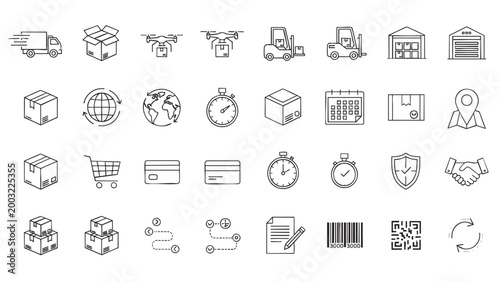 E-commerce fulfillment and delivery icons