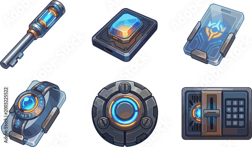 Futuristic technology gadgets devices tools.