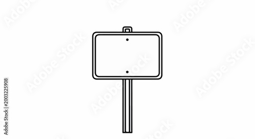 Blank rectangular sign on a pole with two small dots on the surface