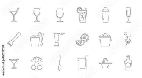 Cocktail Icons: Drinks, Bar Tools, Fruit, Party & Celebration Graphics