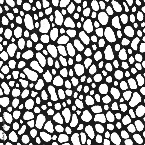 Giraffe skin seamless pattern, black and white repetitive background