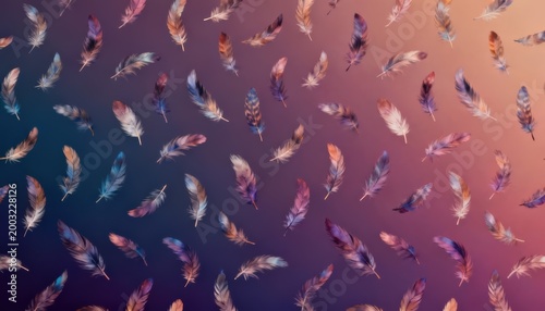 Feathers Background Pattern Blue Pink Purple Gradient